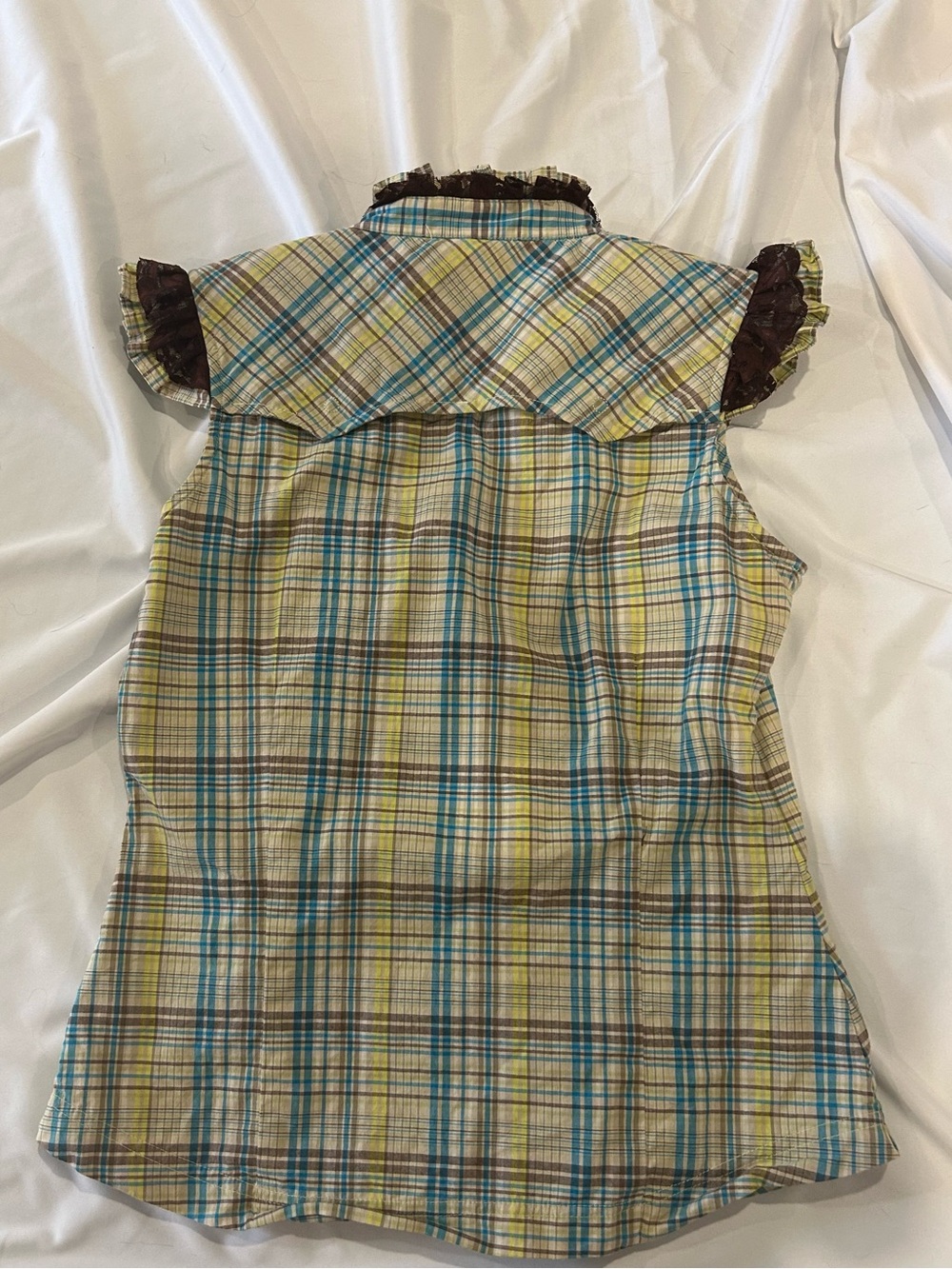 y2k plaid and lace blouse - Picture 2 of 3